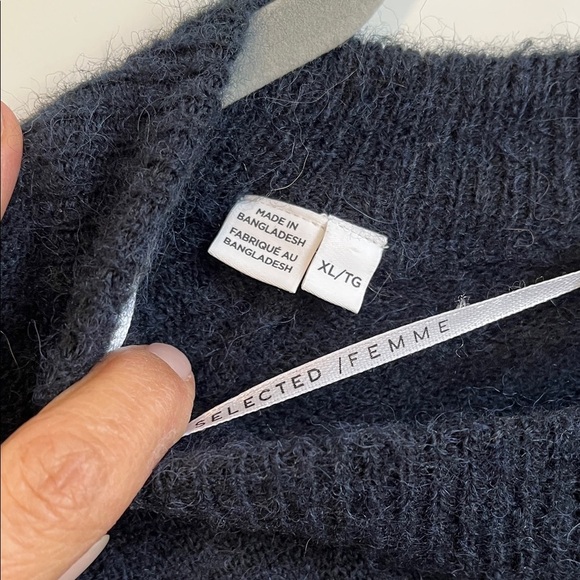 SELECTED FEMME Alpaca Wool Blend Navy Crew Neck Sweater, Size XL - Picture 3 of 9